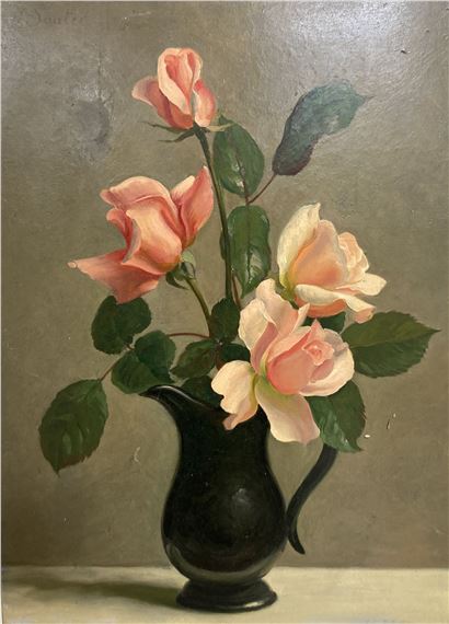 Still life of roses in a pewter jug by John Bulloch Souter