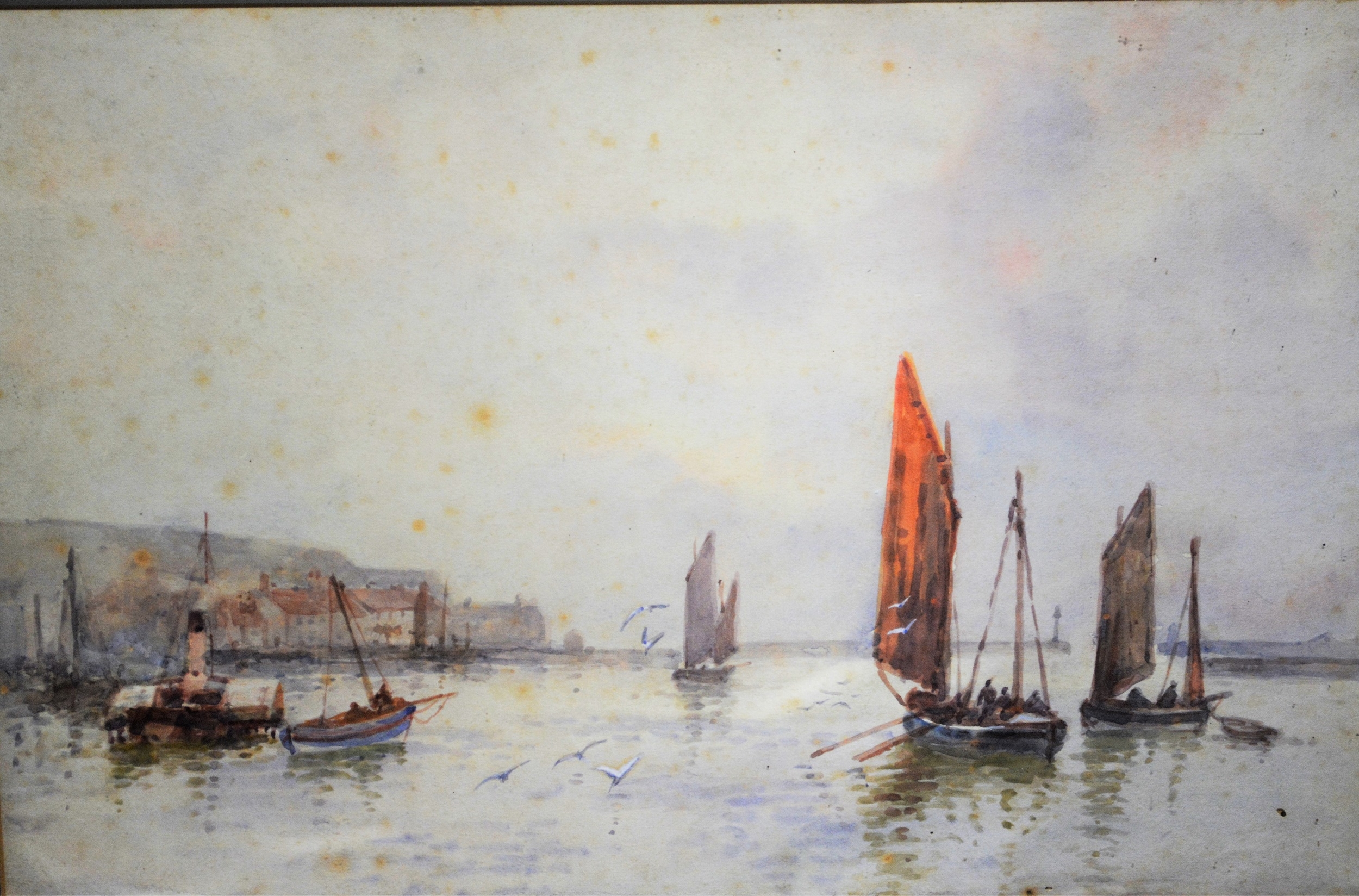 Artwork by F. Rousse, Fishing boats, Made of watercolours