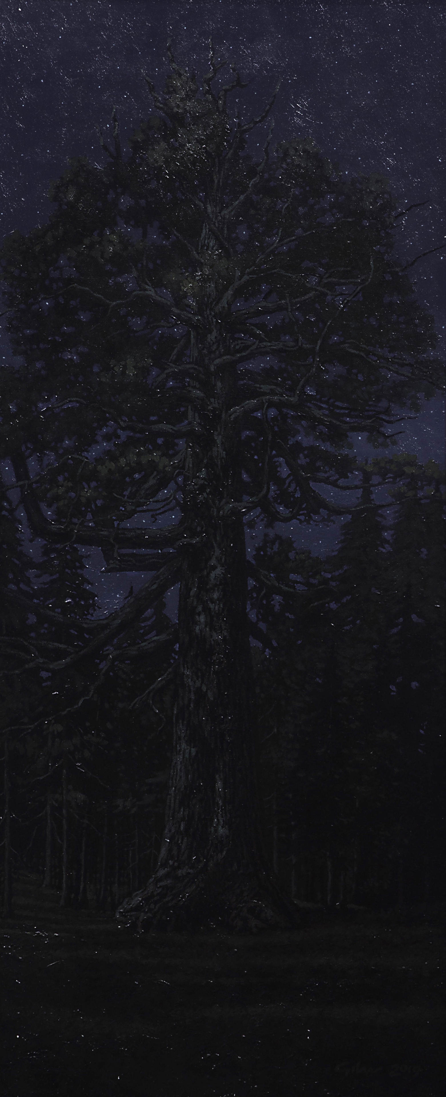 Artwork by Bradley W. Giles, Study - Moonlight in the Land of Giants, Made of oil on canvas
