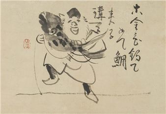 Ebisu (image and calligraphy) - Sengai Gibon