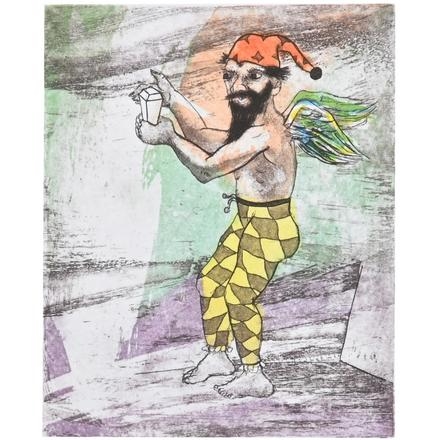 Artwork by Norberto Marrero, Untitled Bearded Man with Wings, Made of etching