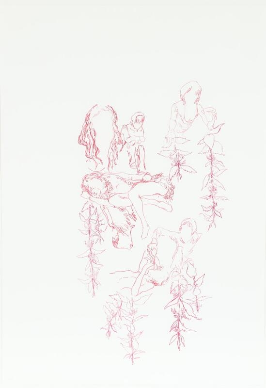 Artwork by Jasper Sebastian Stürup, Composition with figures and plants, Made of Lithograph in colours