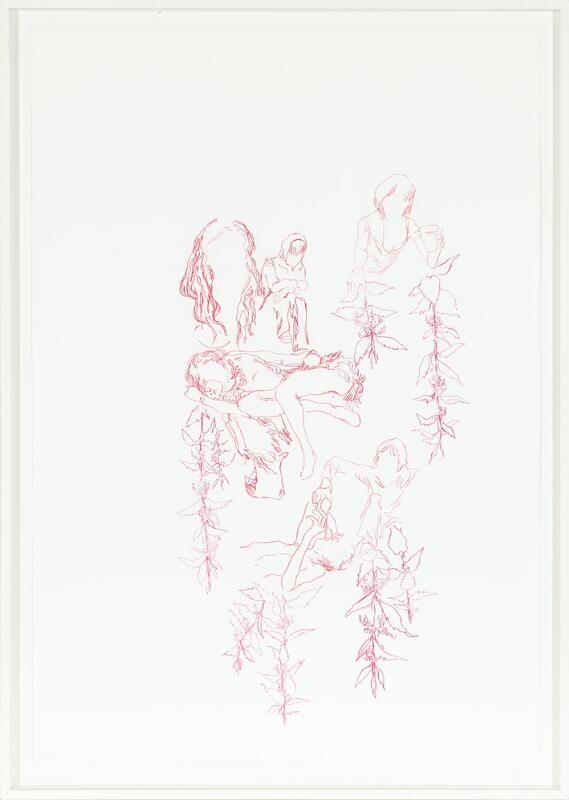 Artwork by Jasper Sebastian Stürup, Composition with figures and plants, Made of Lithograph in colours