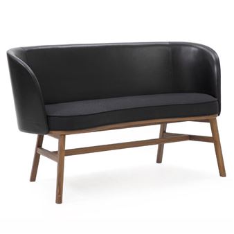 A curved two-seater sofa with walnut and brass frame - Stellar Works