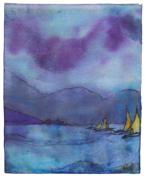 Küstenlandschaft mit gelben Segelbooten (Seascape with yellow sailing boats) by Emil Nolde, Executed circa 1940-1945