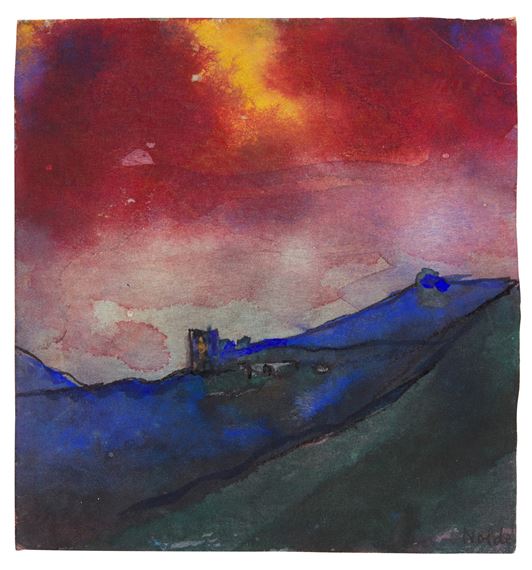 Berglandschaft mit Wachturm (Mountain Landscape with Watch Tower) by Emil Nolde, Executed in 1938-1945