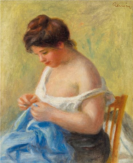 Pierre-Auguste Renoir | Jeune femme au corsage rouge et au chapeau