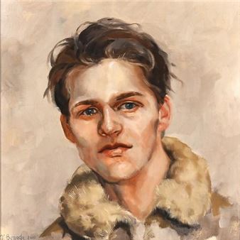 Portrait of a Boy with Fur Collar - Jaco Benade