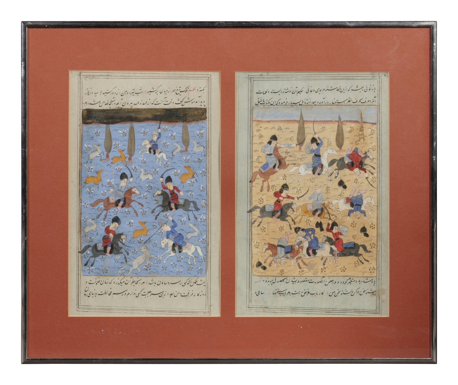 Two Persian Illustrated Manuscript Leaves by Persian School, 19th Century, 19TH CENTURY