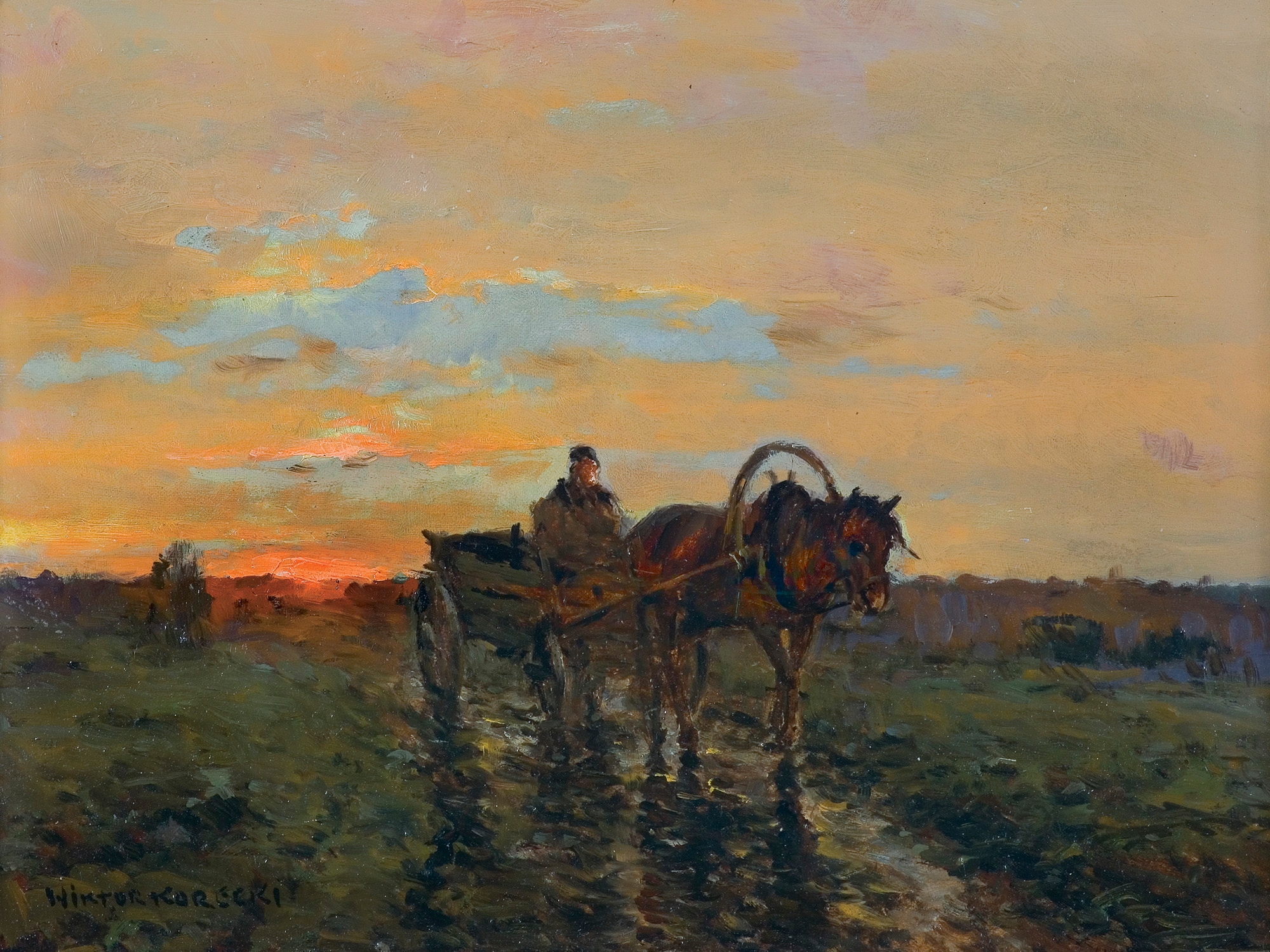 Artwork by Wiktor Korecki, NA DRODZE, Made of oil, cardboard