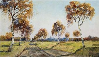 Landschaft mit Baumallee - Johann Heinz Mindermann