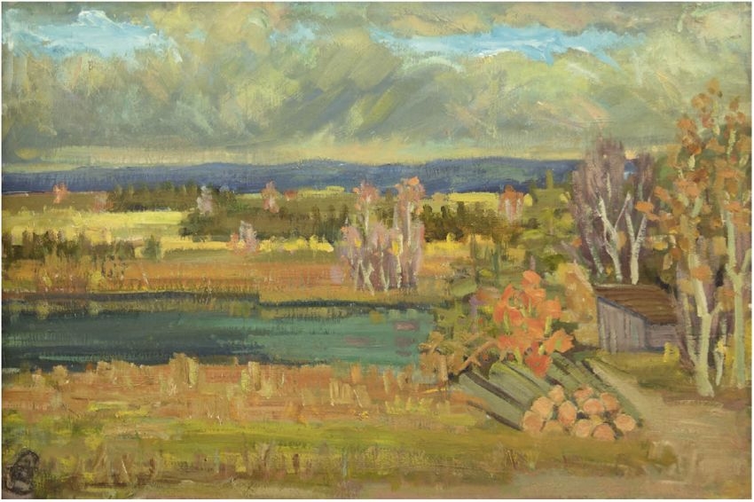 Artwork by Leonhard Bialek, Impressionistische Landschaft, Made of oil / canvas
