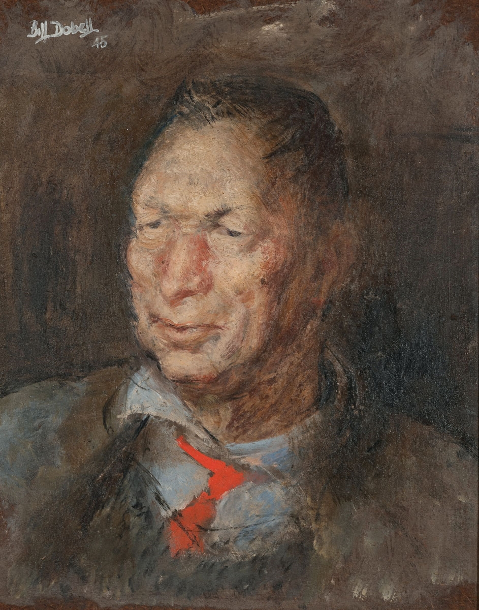 Artwork by William Dobell, Study for Portrait of Professor L. F. Giblin, Made of oil on board