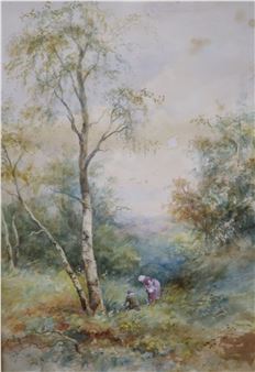 Figures in woodland - J.W. Philips RA