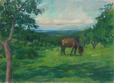 "Haven, Olimb gård på Hadeland" by Harriet Backer, 1918