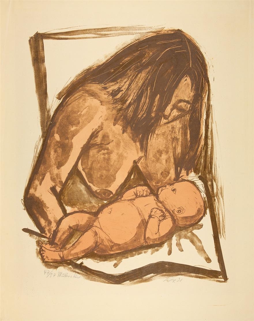 Artwork by Otto Dix, MUTTER UND KIND, Made of Color lithograph on copperplate paper