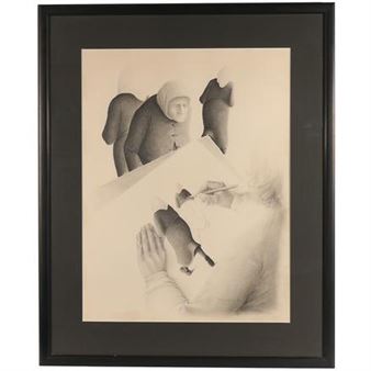 Drawing of elderly woman - Michèle Lehmann