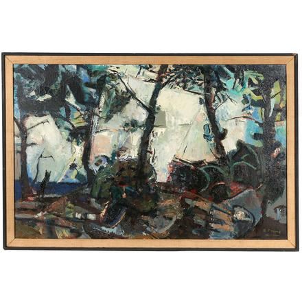 Abstract landscape with trees by Robert Frame