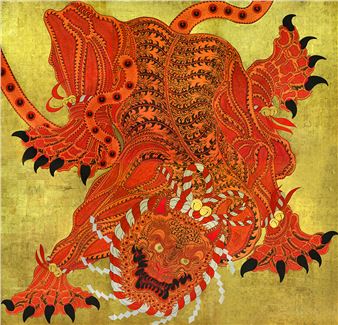 Art Encyclopedia on X: Tomiyuki Kaneko — Messenger of Vaiśravaṇa (mineral  pigments, japanese ink, transparent watercolor, acrylic, pen on japanese  paper, 2020)  / X