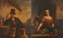 "La marchande de légumes"; "Le marchand de vins" by J. van de Velde, 1843