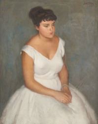 Jeune femme à la robe blanche by Léonid Frechkop, 1953