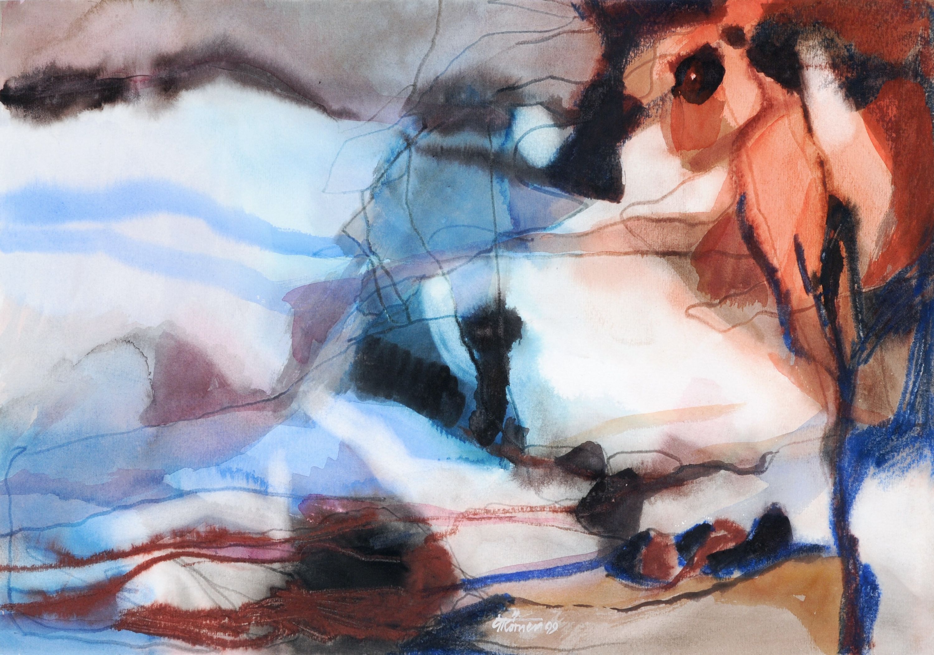 Artwork by Gottfried Körner, Landschaft, Made of Watercolor and colored pastel chalks