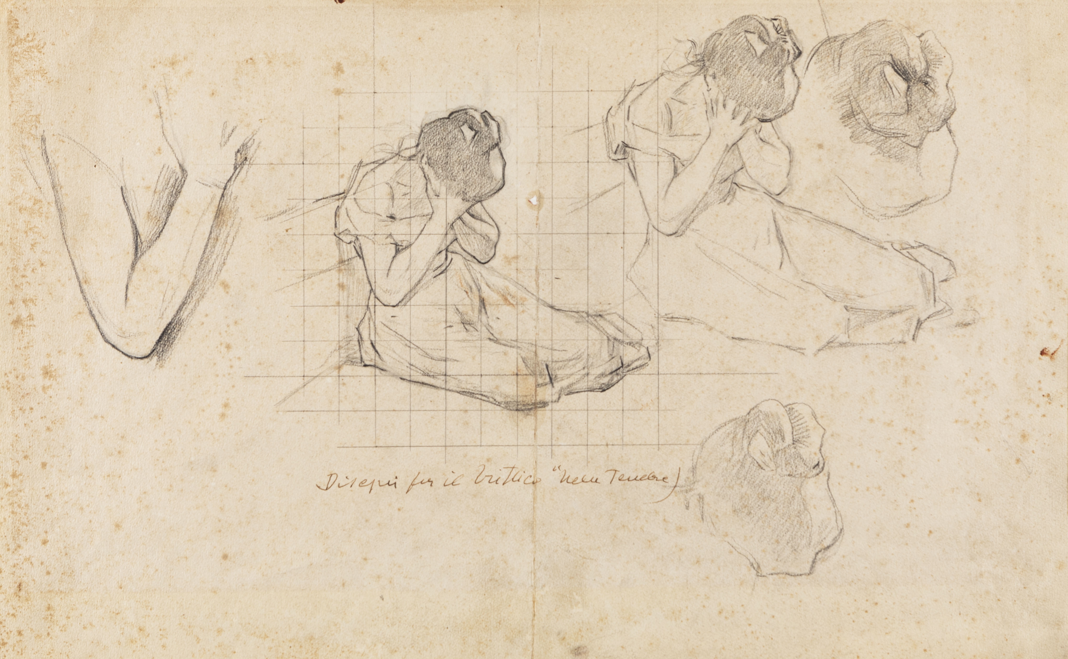 Pair of preparatory studies for the triptych "In the darkness" by Silvio Giulio Rotta