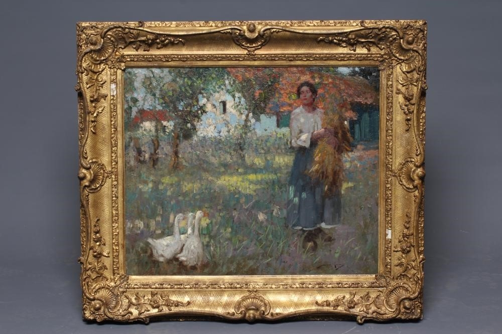 Artwork by William Lee-Hankey, The Goose Girl, Made of oil on canvas