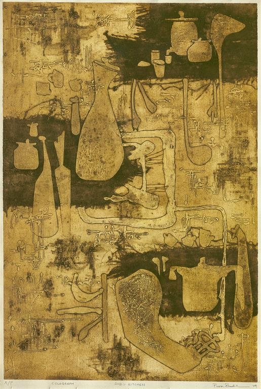 Artwork by Purva Pandit, KITCHEN, Made of Collagraph on paper