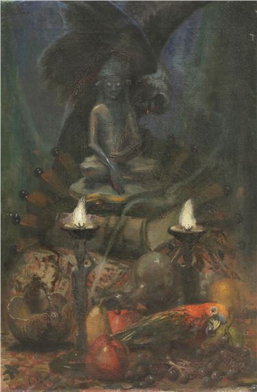 Esoteric Collection - An Atmospheric Group including a Statue - C. H. Wellens