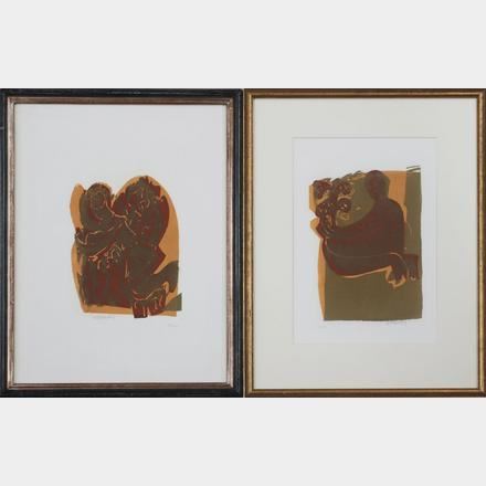 "Wo Walser wohnt" und ''Blumenpflueckerin (fuer Sarah Kirsch)'' by HAP  Grieshaber, 1959 und 1972