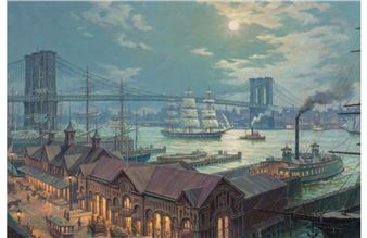 Night view from South Street, New York, in 1892 - William G. Muller
