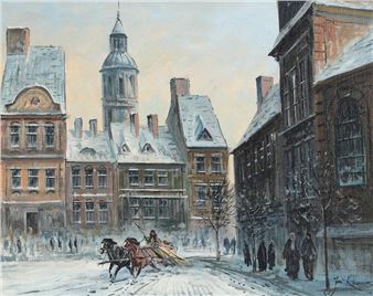 Eastern European city scenery with a troika, winter - Jan Rawiez