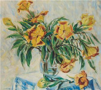 Still life with lilies in a clear vase - Gehring Meta Cressey