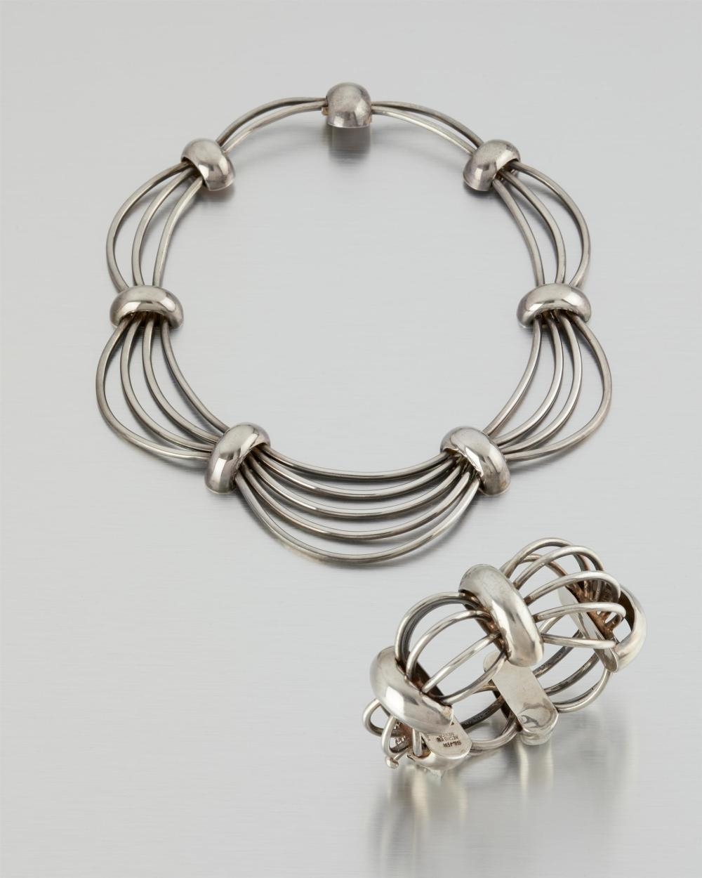 A set of silver "Birdcage" jewelry by Antonio Pineda