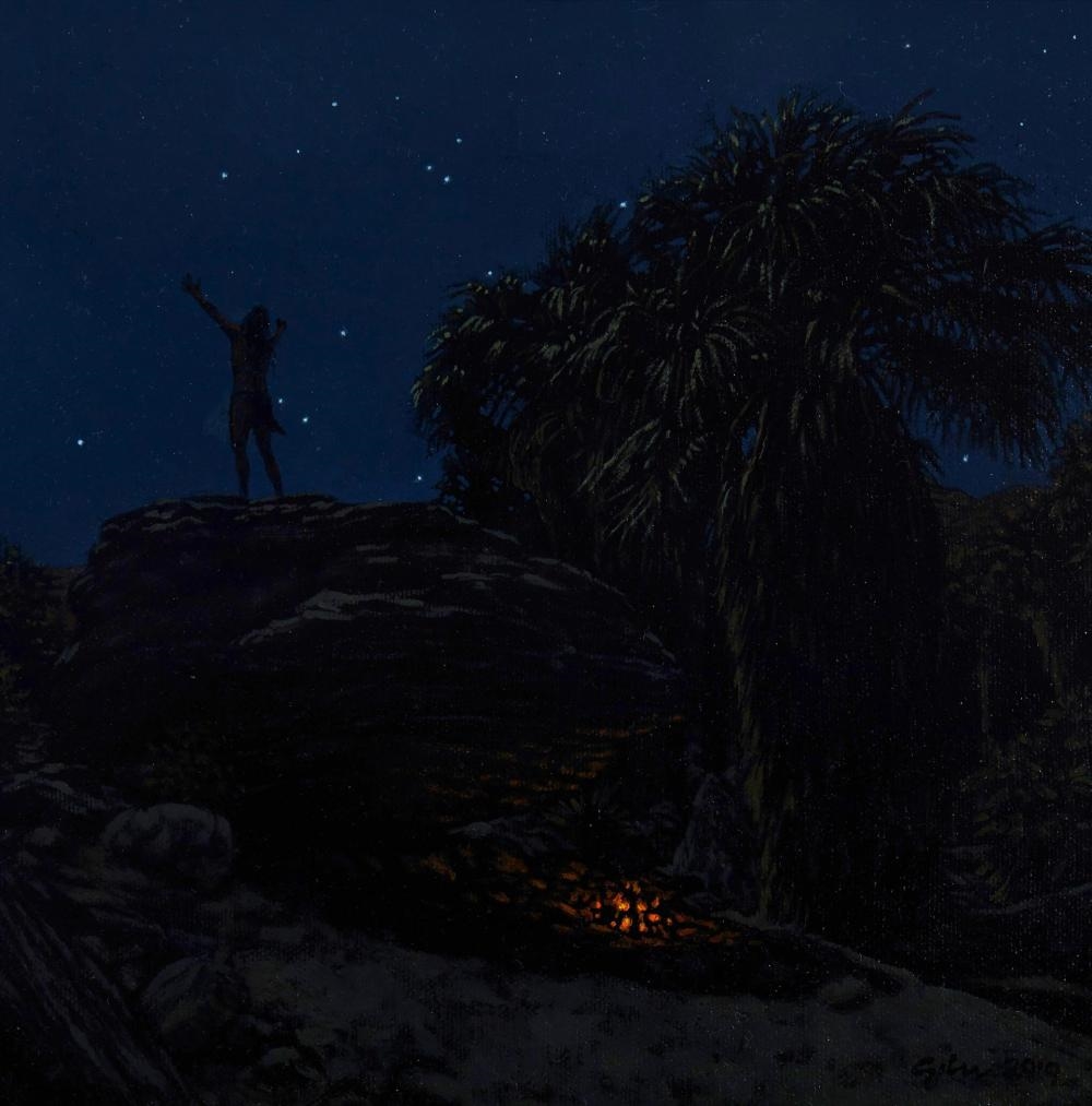 Artwork by Bradley W. Giles, "Nocturne Vision Quest,", Made of Oil on canvas