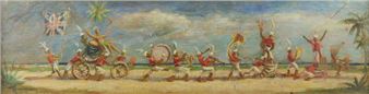 Brass band in a procession on a beach - John Beadle