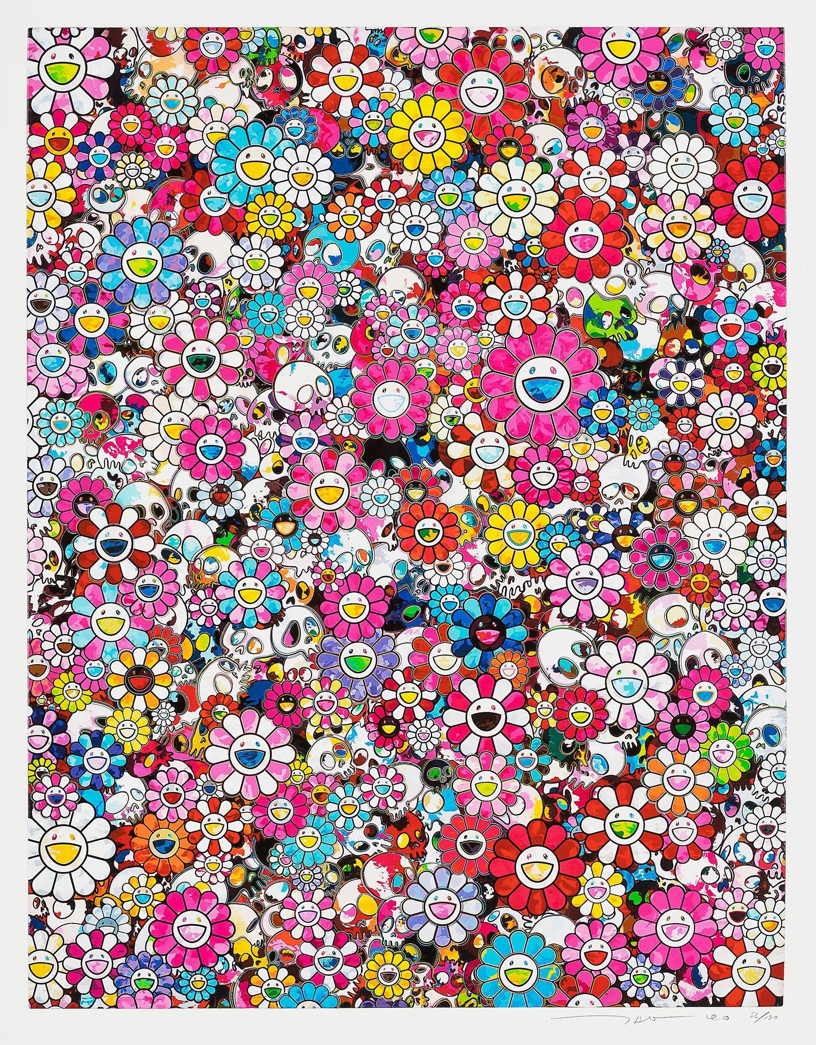 Takashi Murakami, Flowers with Smiley Faces (2013)