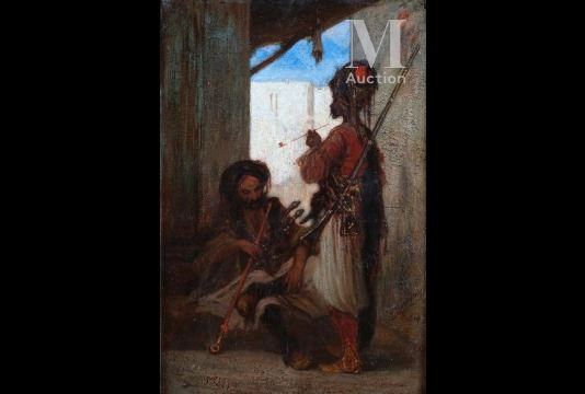 Deux Bachis Bouzouks fumant by Louis Devedeux, 1864