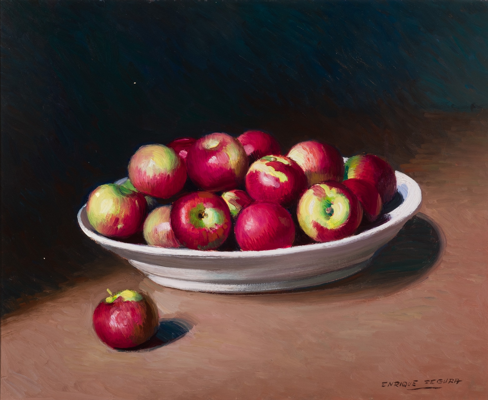 Artwork by Enrique Segura, Bodegón de manzanas, Made of Oil on canvas