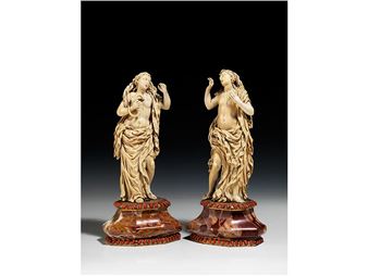 MUSEAL PAIR OF FIGURES IN IVORY: CLEOPATRA AND LUCRETIA - Giacomo Serpotta