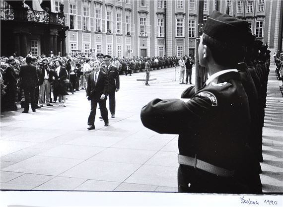 Vaclav Havel in the courtyard of Prague Castle