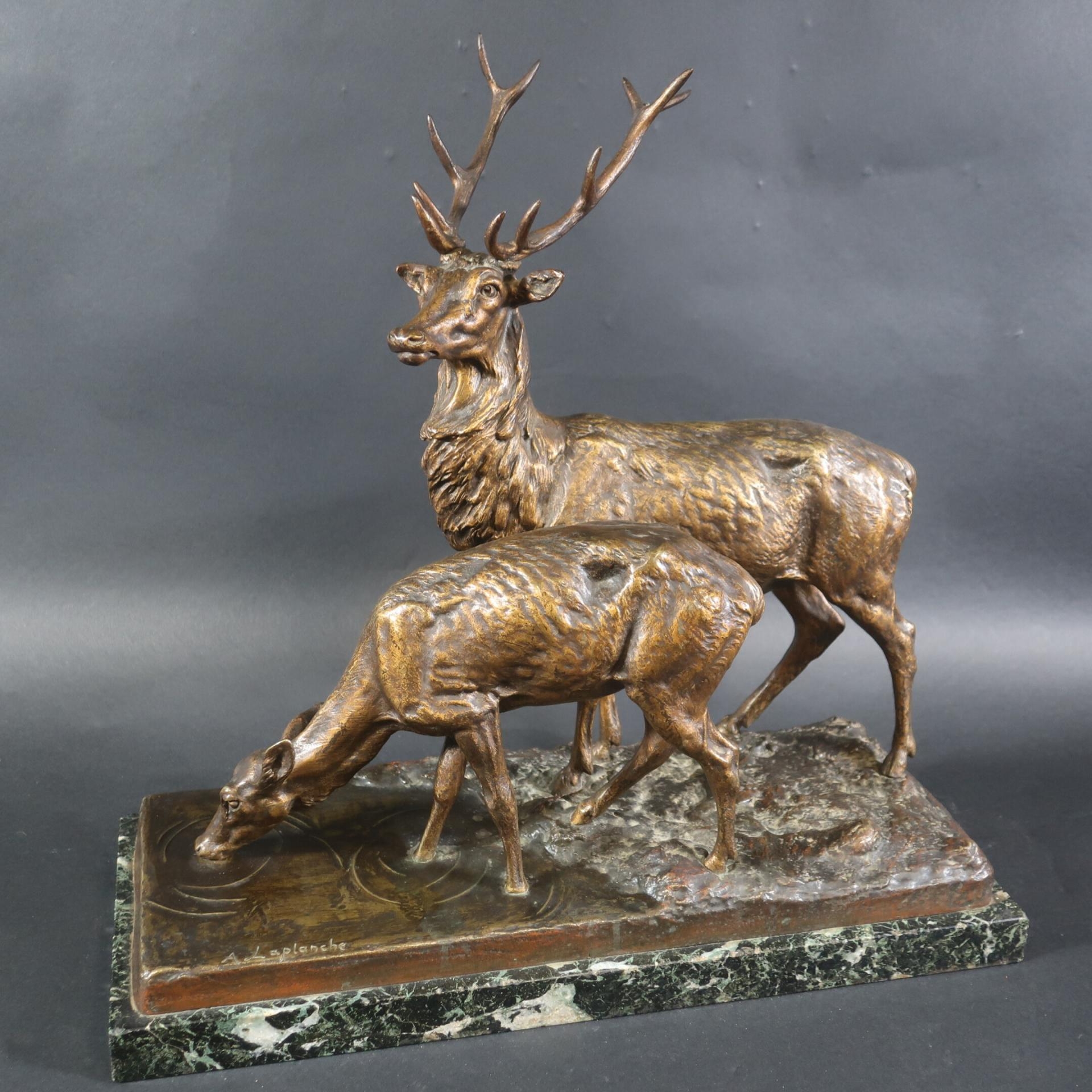 Albert Pierre Laplanche Cerf Et Biche S Abreuvant Mutualart