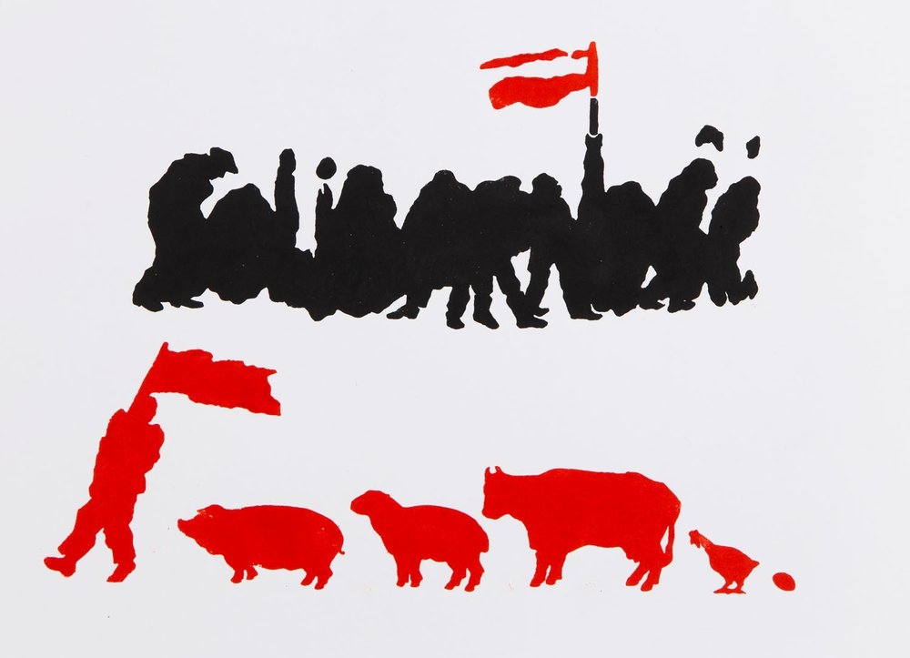 Artwork by Leszek Sobocki, From the series "Polish stamps III", Made of linocut/paper