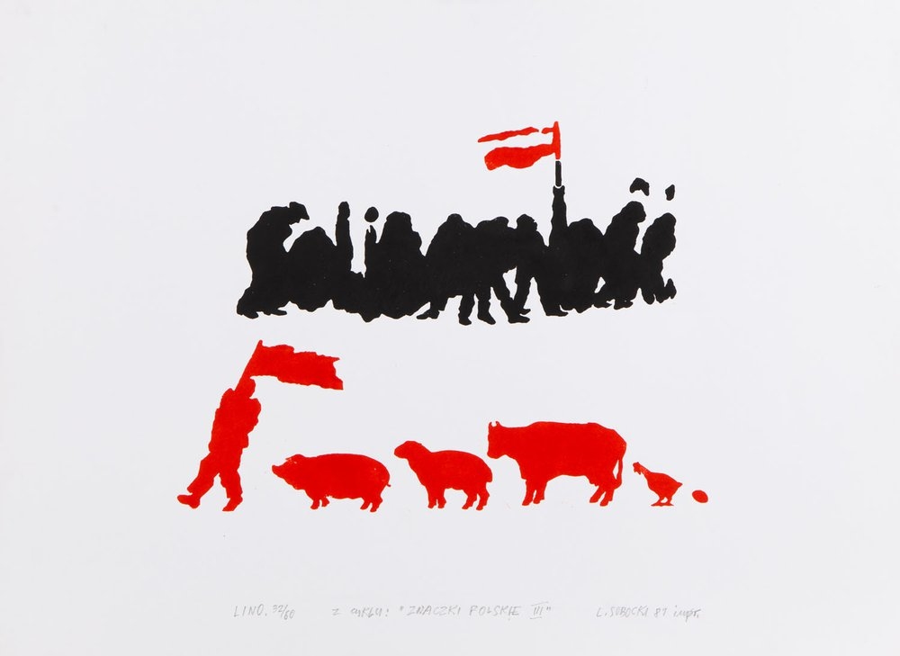 Artwork by Leszek Sobocki, From the series "Polish stamps III", Made of linocut/paper