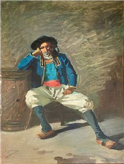 Breton leaning on a barrel - C de La Cudiniere