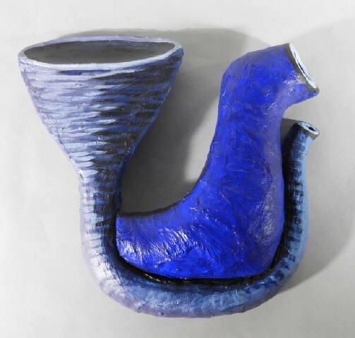 Artwork by Brigitte Radecki, Still Life with EarthBowel, Made of cement fondu / acrylic / fiberglass