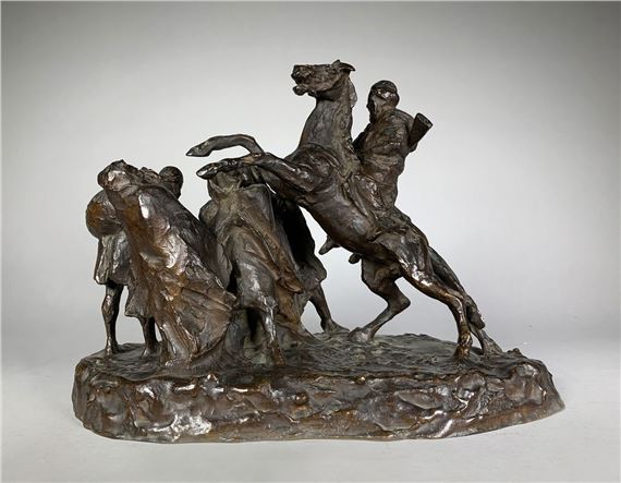Théodore Riviere | Arab warrior rearing up | MutualArt