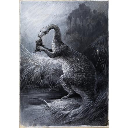 Megalosaurus by Charles Whymper, c.1905-1912.