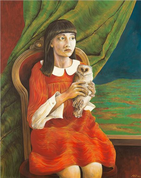 Barn owl - girl with an owl by Adelajda Kot, 2021